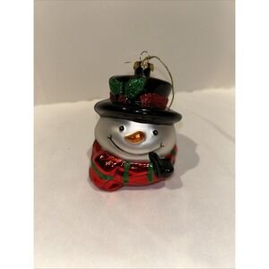 Vintage 1970s SCF Seasons of Cannon Falls Blown Glass Snowman Christmas Ornament